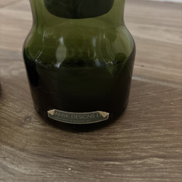 Pair Vintage Dansk 7.25" Green Glass Votive Candle Holder Hurricane Belgium IHO - Picture 3 of 7